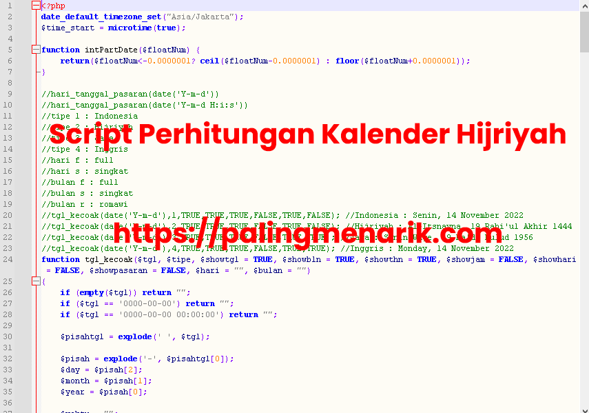 Script PHP Kalender Hijriyah